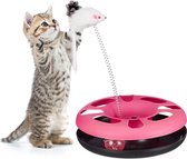 Relaxdays kattenspeelgoed muis - cat toy - kattenspeeltje - speelgoed voor kat springveer - roze