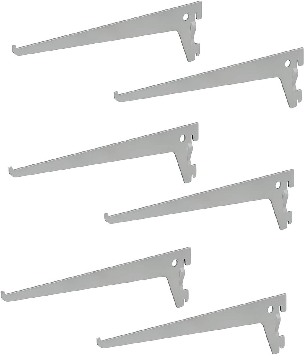 6 x siwitec enkelgatsdragers 150 x 50 mm in aluminium wit, plankdrager voor een plankrailsysteem