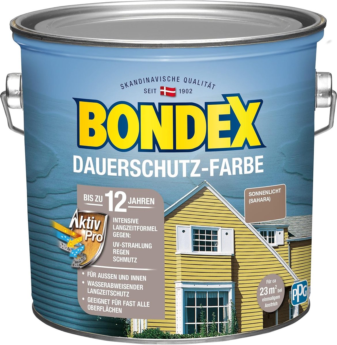 Bondex Permanente Beschermingsverf Sunlight (Sahara) 2,5 L voor 22,5 m² | Uitstekende kleurstabiliteit | Weer- en UV-bescherming - tot 12 jaar | Zijdeglans | Permanente beschermingsverf | Houtverf