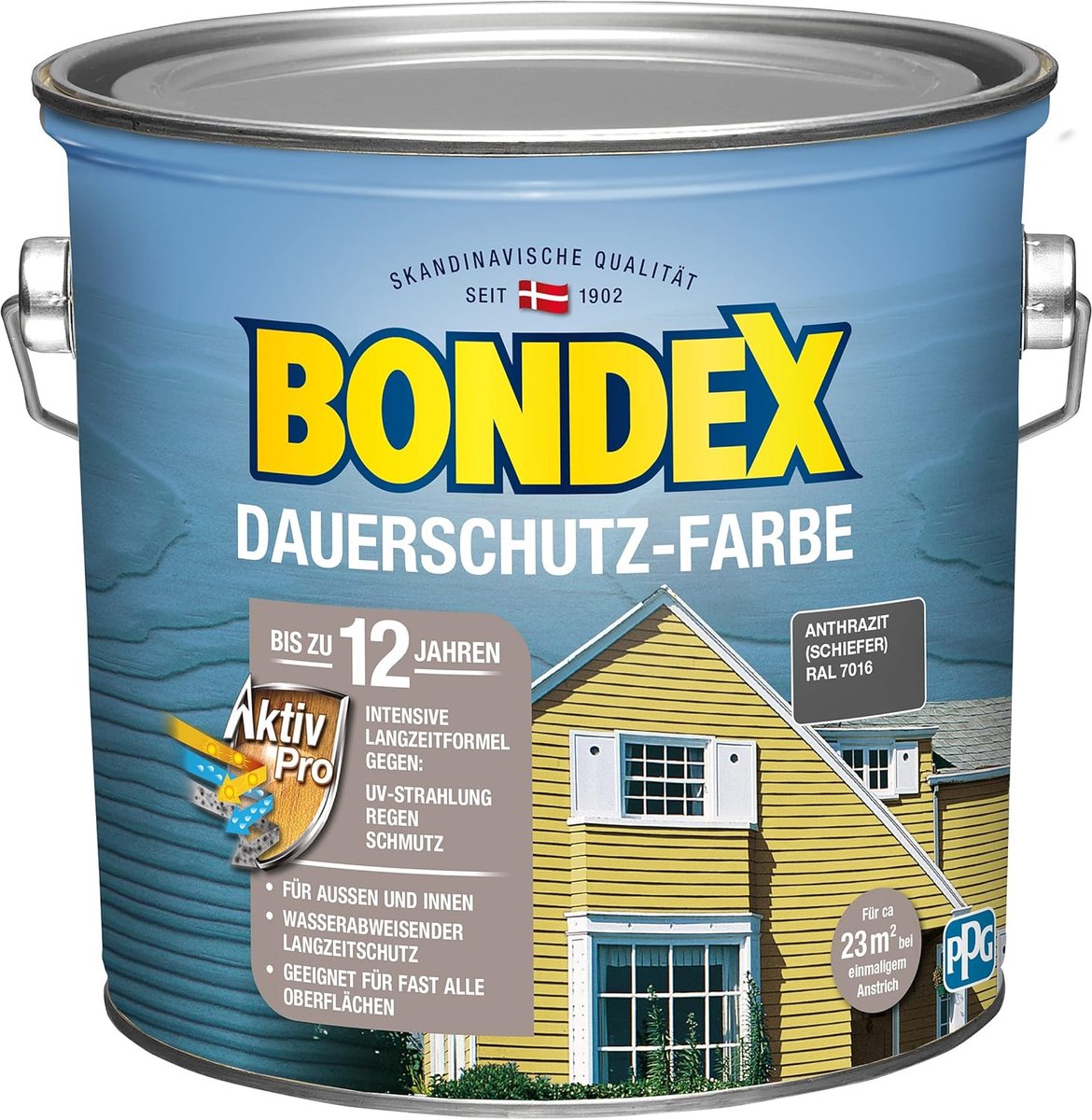 Bondex Permanente Beschermingsverf Antraciet (Leisteen) 0,75 L voor 7 m² | Uitstekende kleurstabiliteit | Weer- en UV-bescherming - tot 12 jaar | Zijdeglans | Permanente beschermingsverf | Houtverf