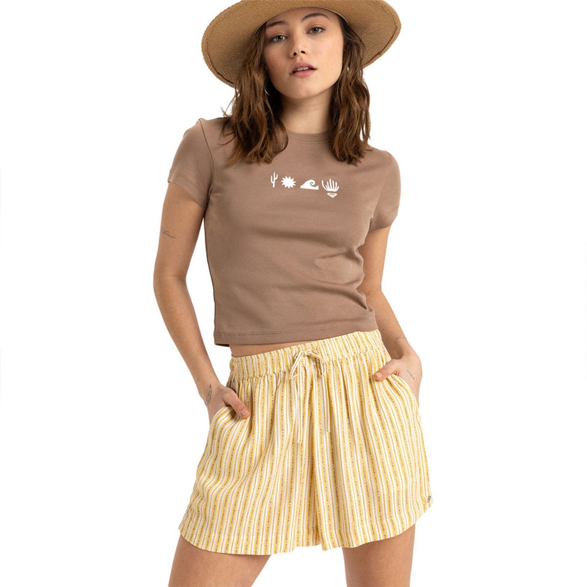 Roxy Lekeitio Break High Printed Korte Broek S Vrouw Egret Surf Trip Stripe