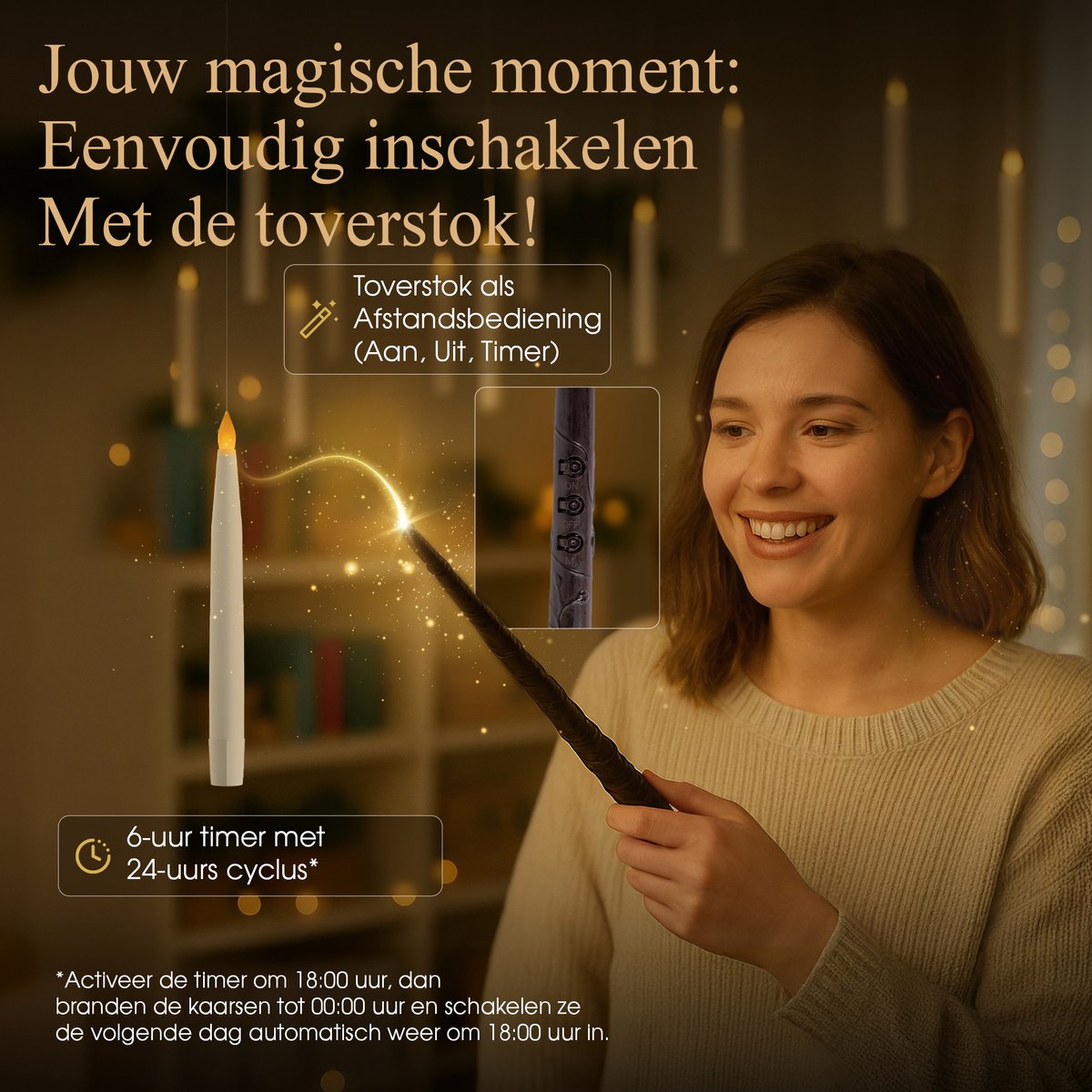 Comforder 12 Zwevende LED Kaarsen met Flikkerende Vlam - Floating Candles - Toverstok Afstandsbediening — cadeau in Spellen & Speelgoed - foto 7