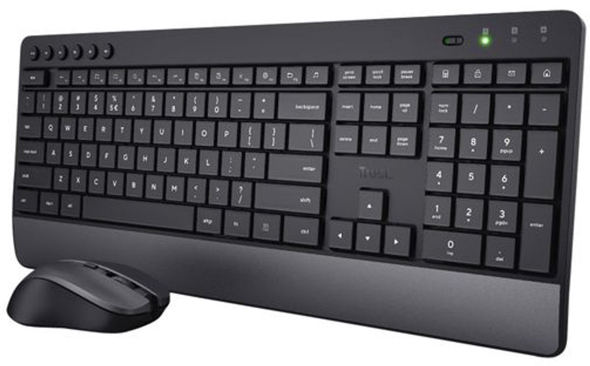 Trust Trezo Comfort - Draadloos Toetsenbord en Muis - Stil - Qwerty - Zwart