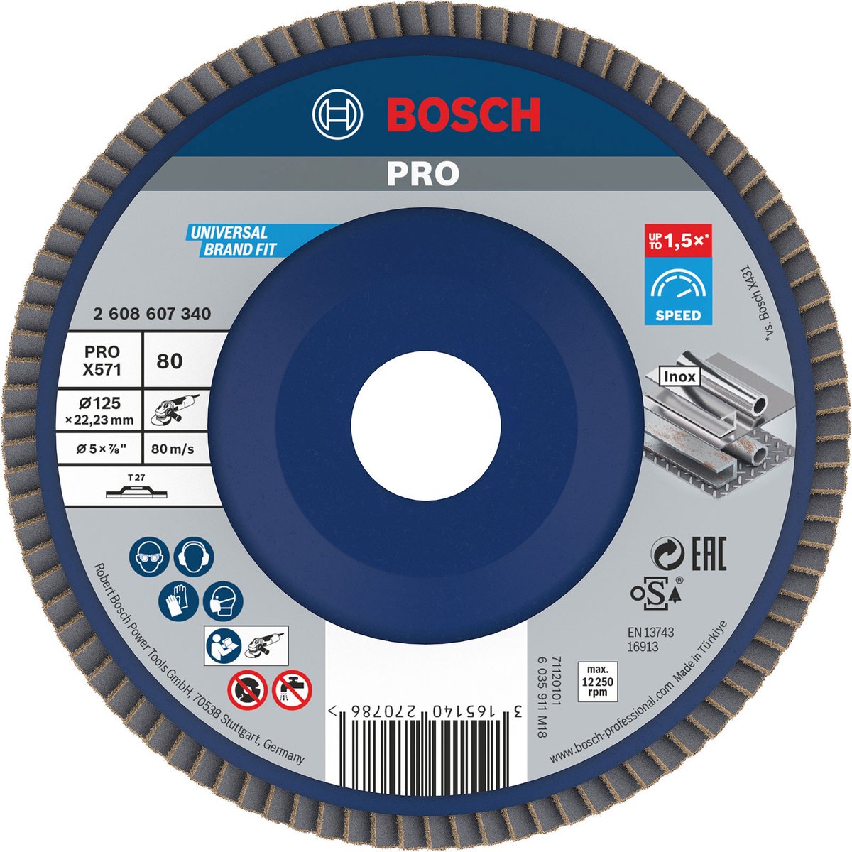 Bosch - Lamellenschuurschijf 125 mm, 22,23 mm, 80