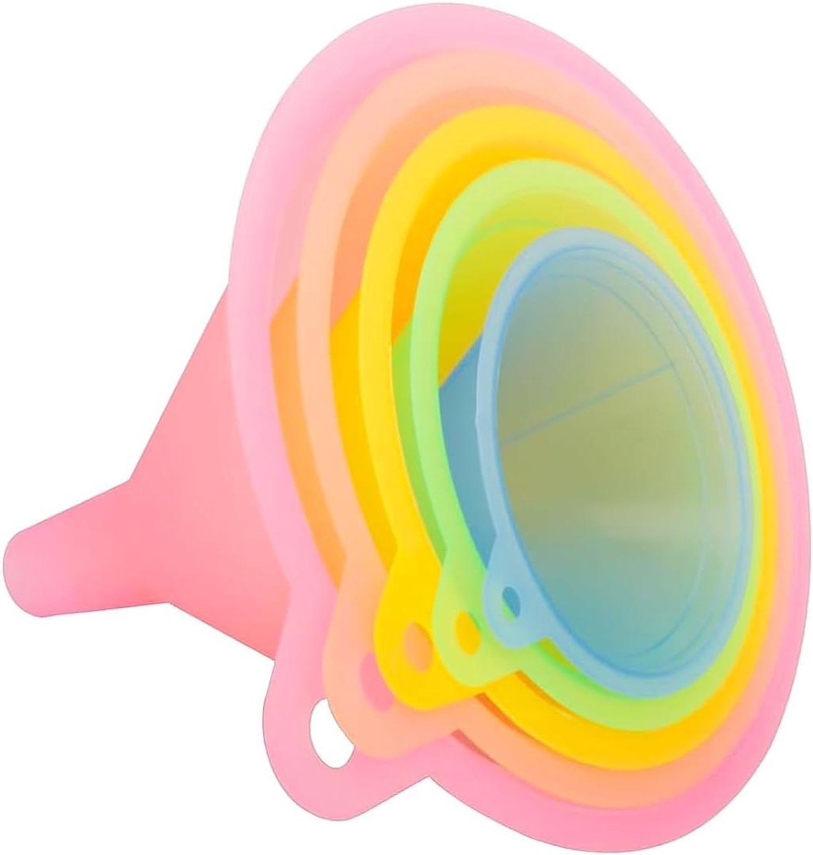 Allecto plus - 5-delige keukentrechterset - Regenboog kunststof - Handige trechters voor flessen en containers - Keukenaccessoires