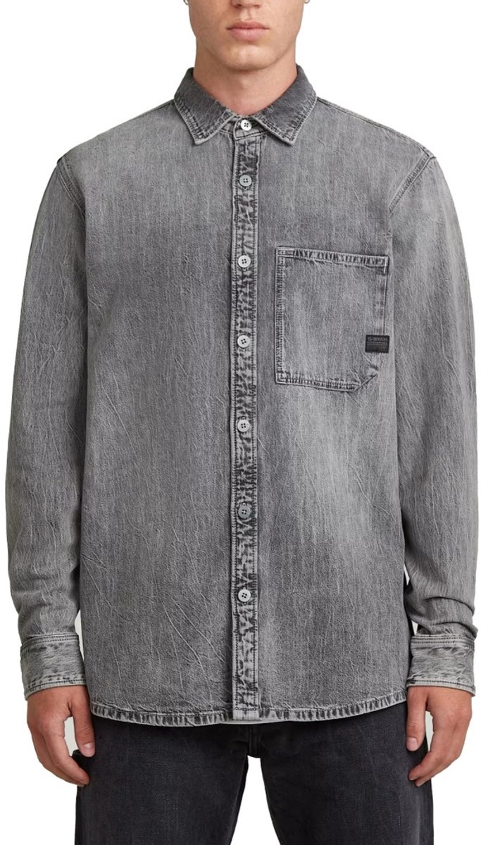 G-Star Regular 1-pkt shirt ls Heren Shirts Sun Faded Oyster Shell