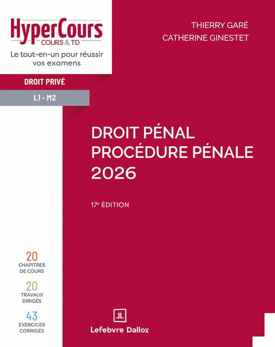 HyperCours - Droit pénal. Procédure pénale 2026 17ed - cover