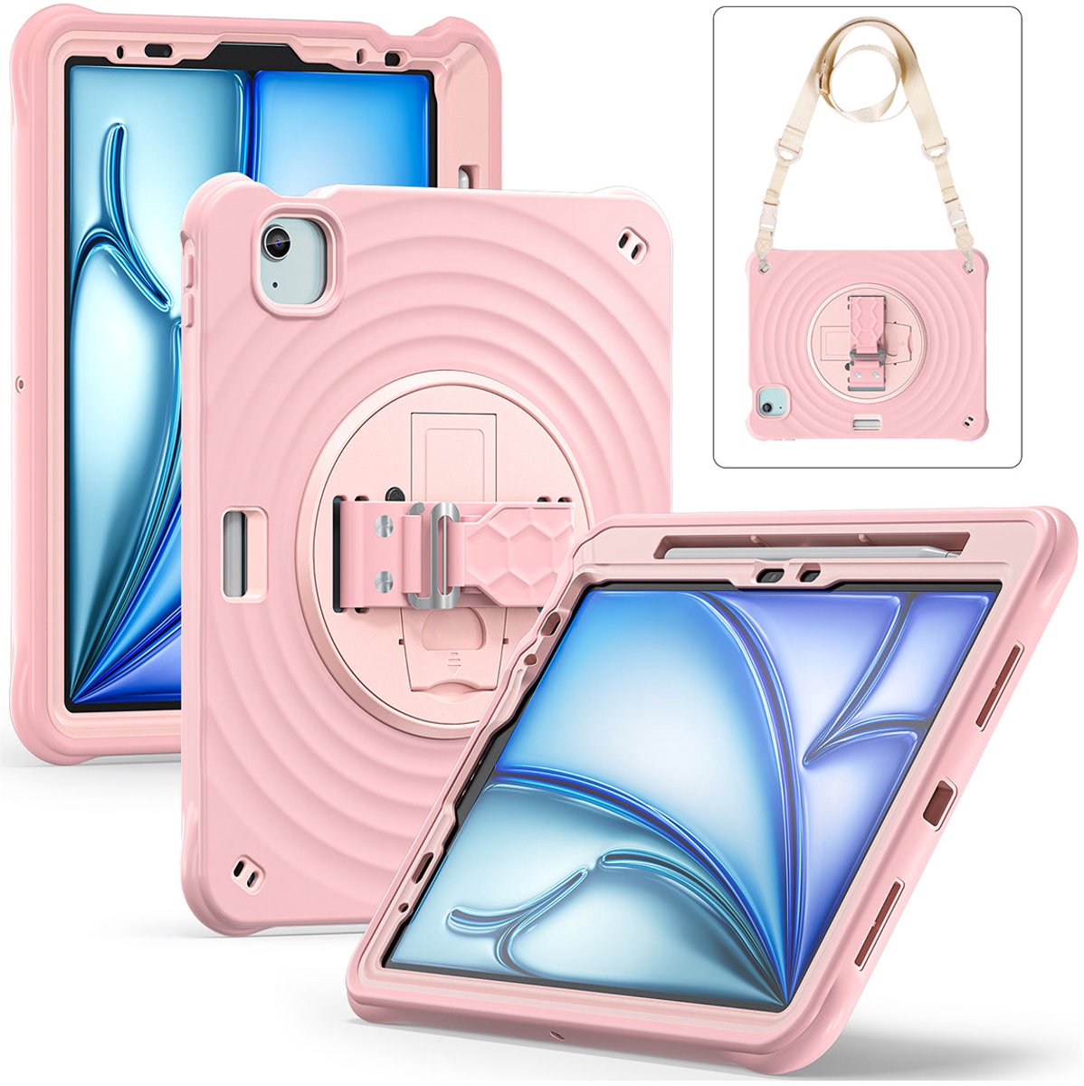 Rixus RXTC08 Anti Shock Case For Apple iPad Pro 13 inch (2024) Cherry Blossoms Pink