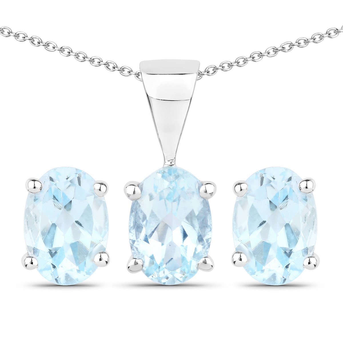 Vira Jewels Schmuck-Set Silber 925 rhodiniert Ohrringe und Halskette mit Blautopas (beh.)