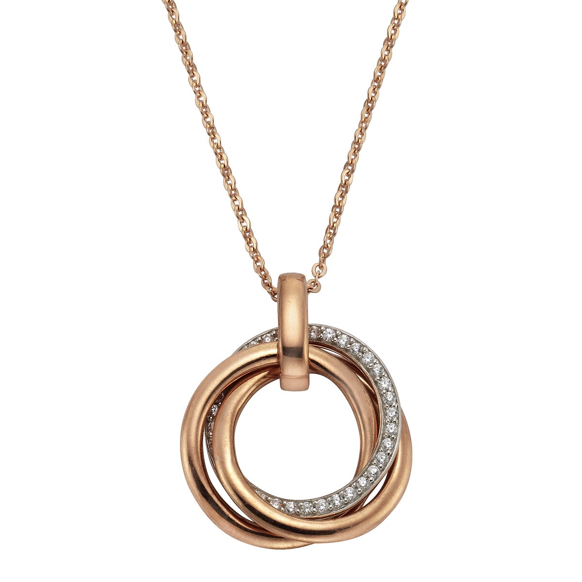 Celesta Silber Halskette 925/- Sterling Silber rosévergoldet Zirkonia
