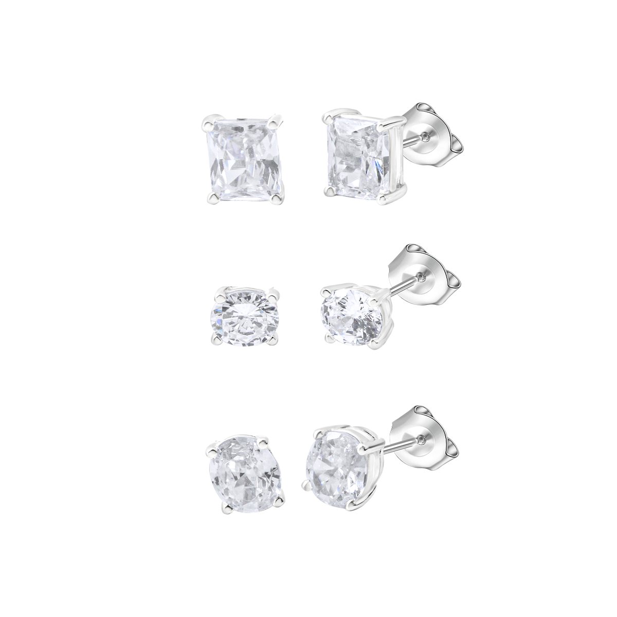 Celesta Silber Ohrstecker Set 925 Sterling Silber rhodiniert Zirkonia