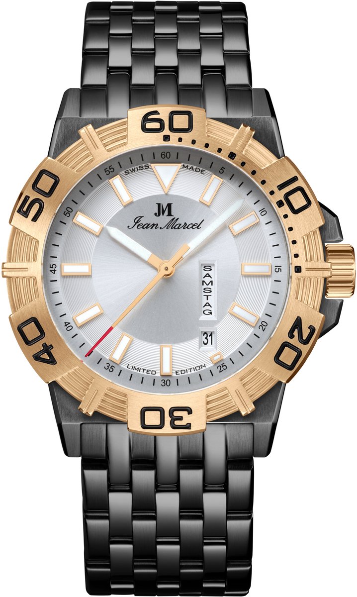 Jean Marcel Herren Armbanduhr Edelstahl rotvergoldet (teil) Satiniert 22cm