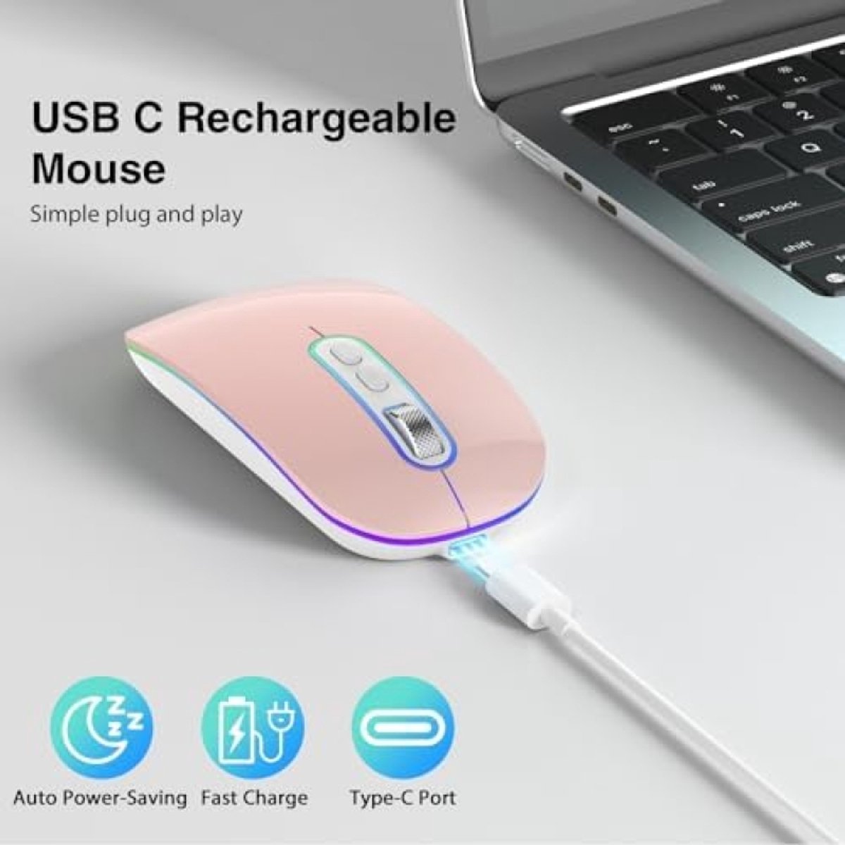 Draadloze oplaadbare computermuis - Stijlvol roze design met precisiebediening