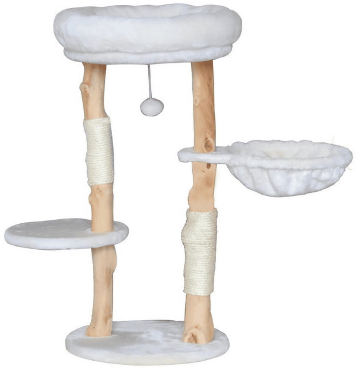 Krabpaal Natural Rest - 40 x 80 x 80 cm - Hout - Met Hangmat en Krabstammen
