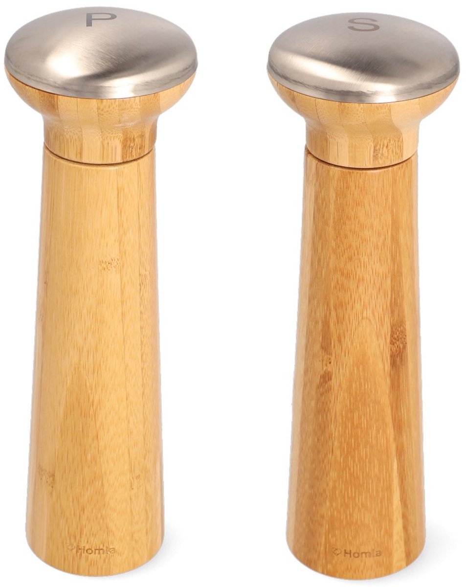 Homla - Peper- en Zoutmolen Set - Naturel Hout - 7 × 23 cm