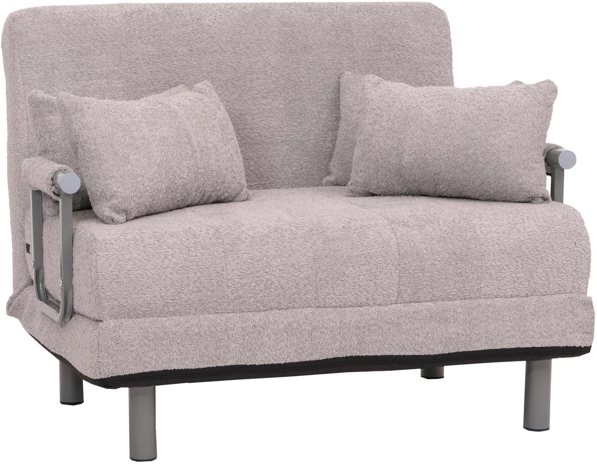 MCW K29 fauteuil slaapbank, opklapbare fauteuil slaapbank logeerbed, ligoppervlak 190x100cm, stof bouclé (500g/m²) ~ grijs