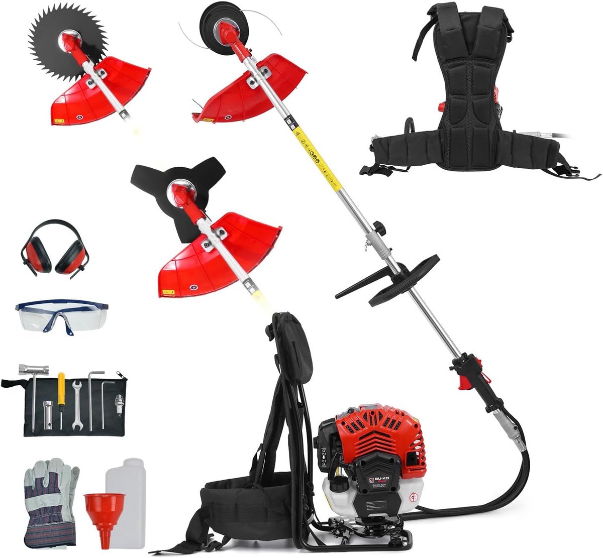 52cc Rugzak Benzine Strimmer Tuin Tool met 3-in-1 Opzetstukken voor Efficiënt Tuinonderhoud