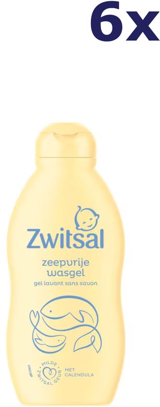 Zes keer Zwitsal zeepvrije wasgel, 200 ml per stuk.
