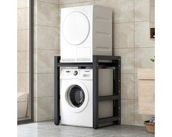 Wasmachine Plank - Droger Rek - Opbergruimte Creëren - In Hoogte Verstelbaar - 75 x 65 x 105 cm - Donkergrijs