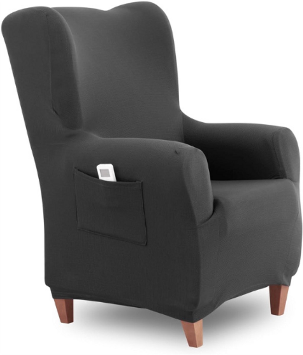 BOG Oorfauteuil Hoes – Universele Stretch Stoelhoes – Elastische Wing Chair Beschermhoes – Armstoel Hoes – Grijs