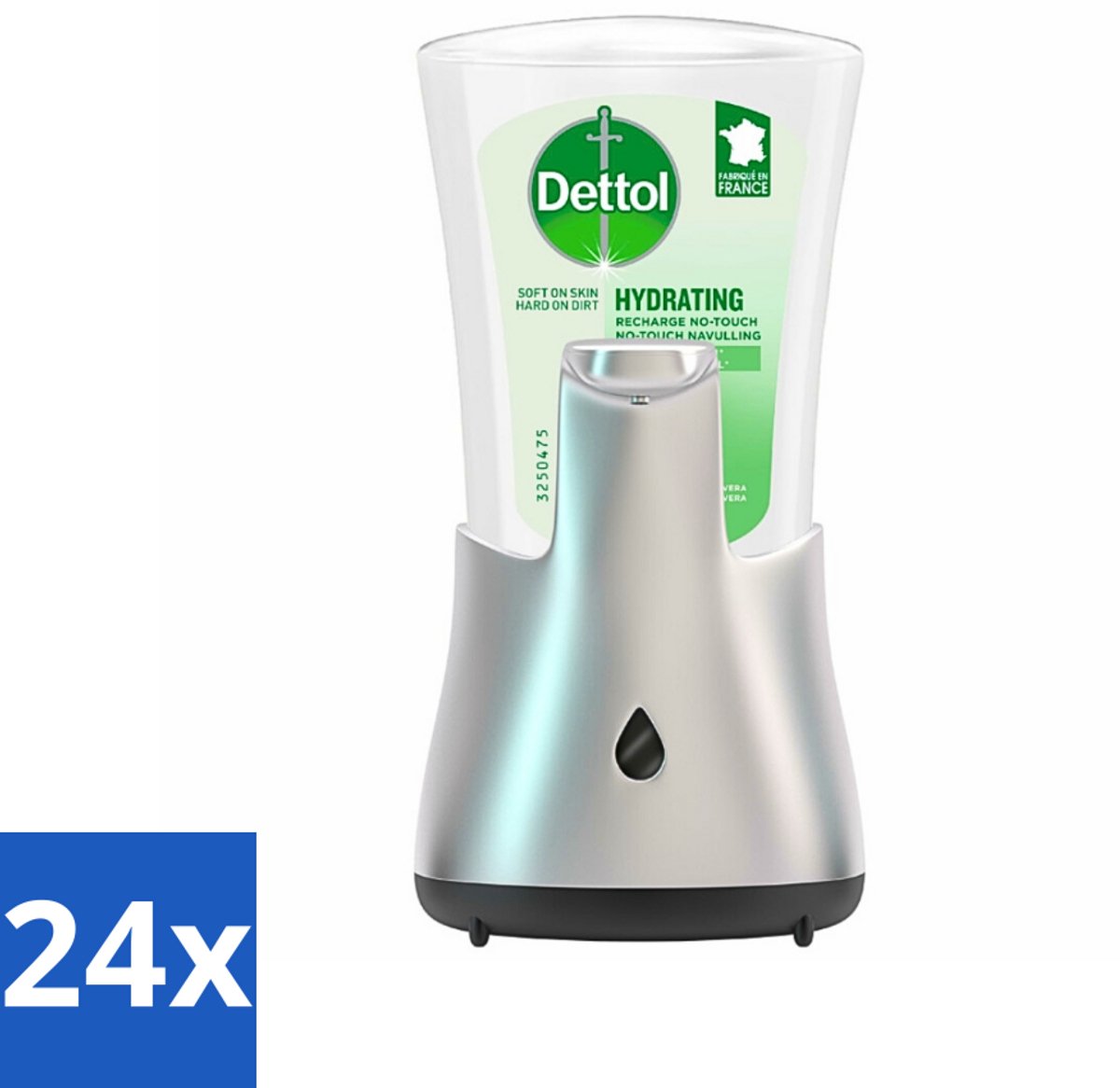 24 x Dettol - Automatische Zeepdispenser - No-Touch Zilver met Aloe Vera - 250 ml - Zeepdispenser - No-touch - Antibacterieel - Aloe Vera - Hygiëne