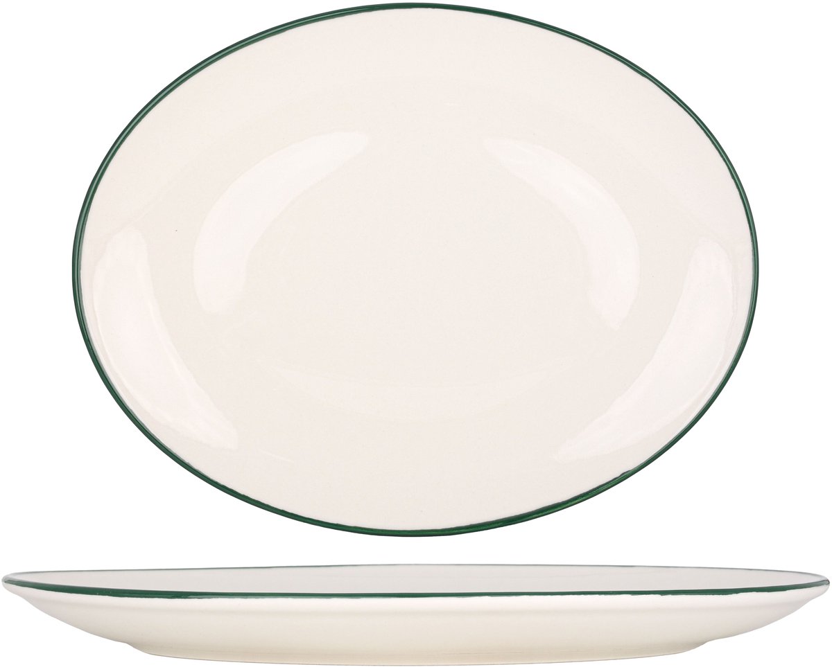 Rinart Serveerschaal - Green Edge - Porselein - 36 cm - set van 2