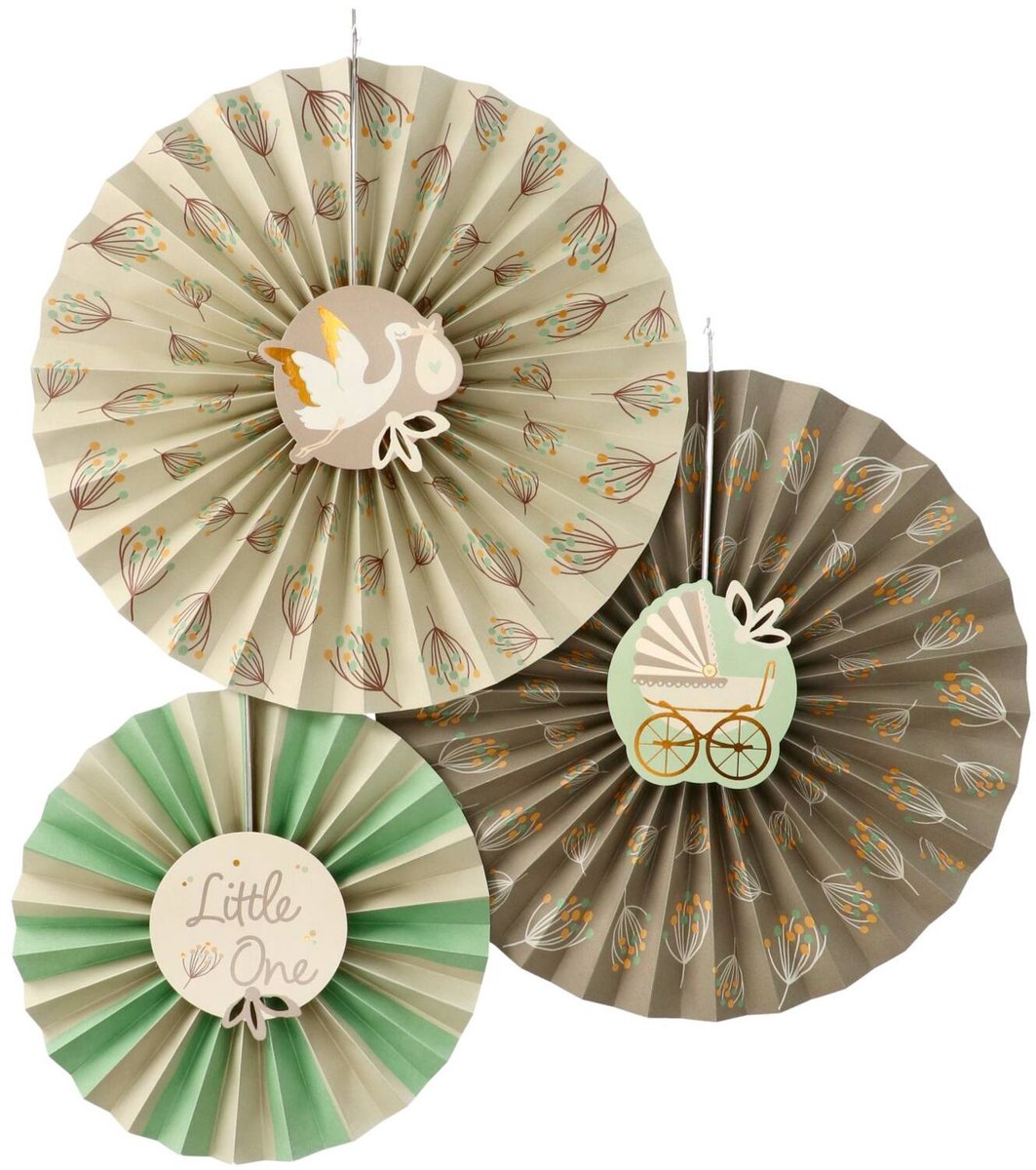 Folat - Blooming baby little one papieren waaiers - 3 stuks