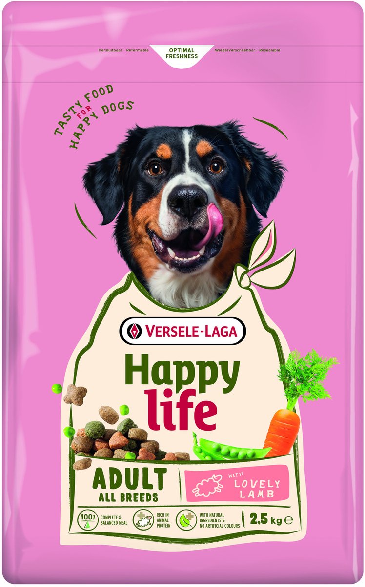 Happy Life Happy Life Adult - Hondenbrokken - Lam 2.5 kg