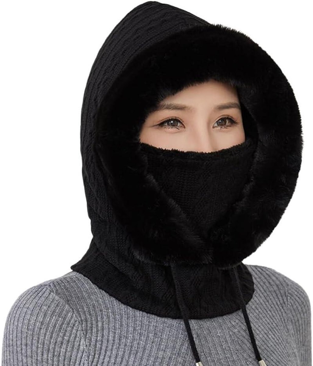 Allecto plus - Dames winter bivakmuts fleece balaclava met pluche voering voor koud weer, ski-pet voor dames met gezichtsbedekking.