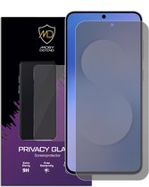Verpakking en matte privacy glass screenprotector met Moby Defend logo voor Samsung Galaxy S25 FE.
