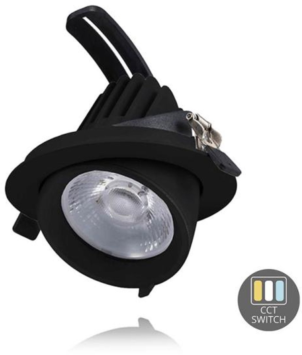 Kantelbare Downlight 28 W CCT Switch Ø145 Zwart