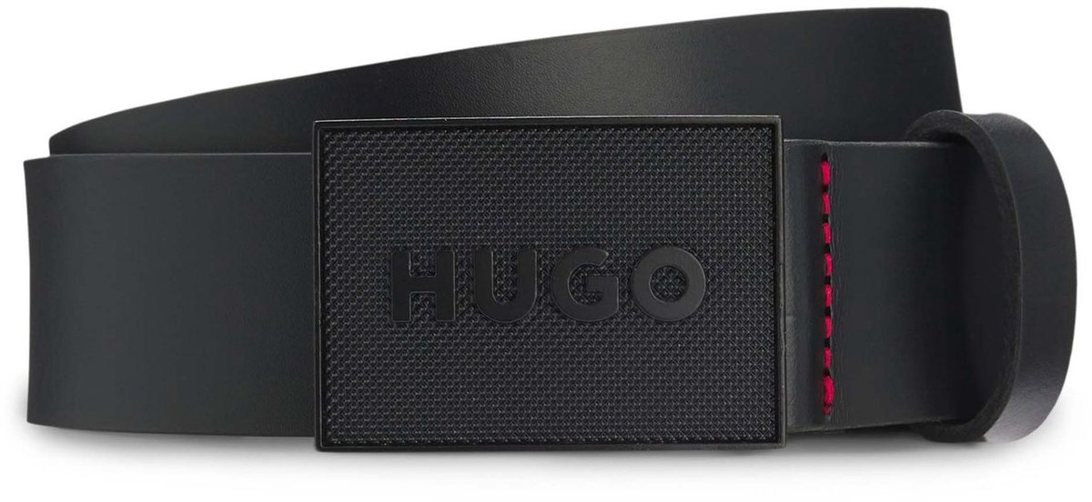 HUGO riem Gethon Sz35 Leather Belt W115 Black zwart