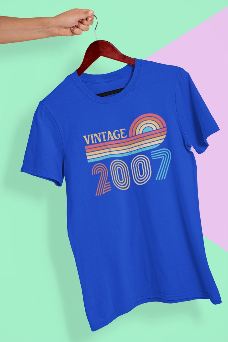 2007 Jaar Blauw T-shirt Heren - Maat S - Retro Vintange - Verjaardag Cadeau Mannen - Limited Edition