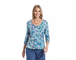Bedrukt T-shirt met ronde hals en 3/4 mouwen