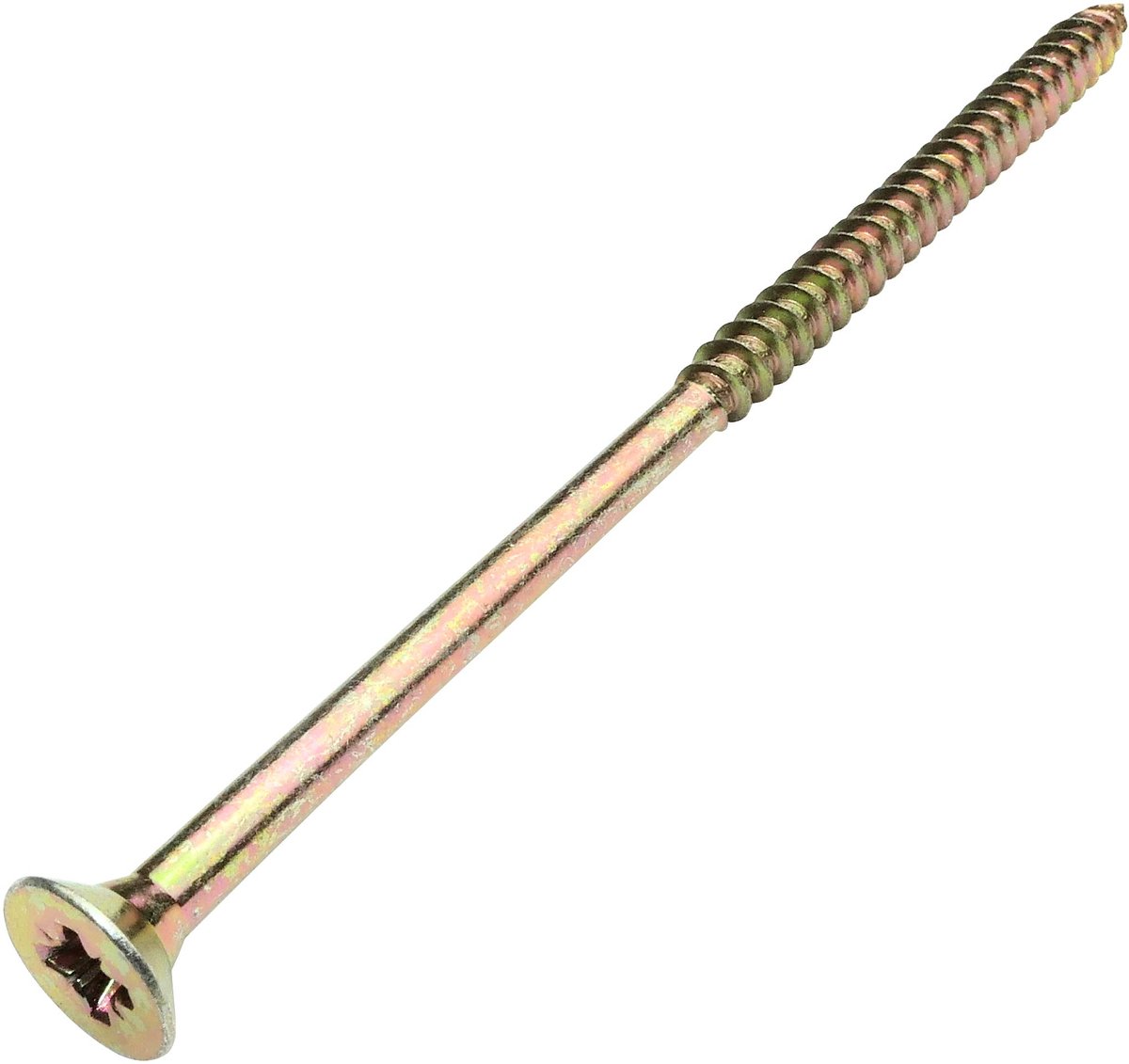 Set van 50 houtschroeven van staal met brass coating, Ø6x130 mm, voorzien van een gefreesde kop en Pozidriv-aandrijving voor stevige bevestiging