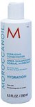Witte Moroccanoil Hydrating Conditioner fles met oranje M-logo. Tekst in Engels, Frans.