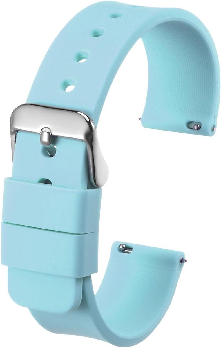 Siliconen horlogebandje 12 mm breed - snelspanner - zacht rubber - vervangende horlogeband met roestvrijstalen gesp - blauw - unisex - duurzaam en comfortabel.