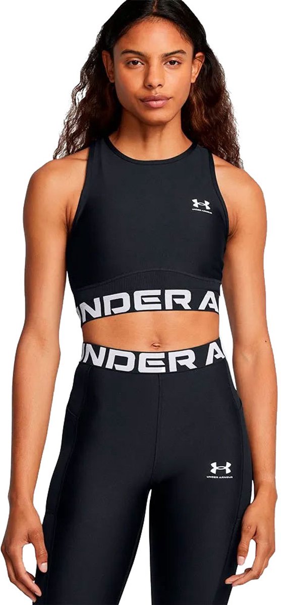 Under Armour Heatgear Rib Mouwloos T-shirt Zwart XL Vrouw