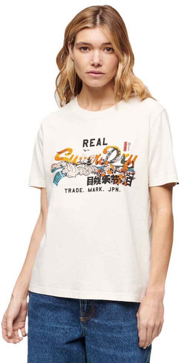 Superdry Tokyo T-shirt met relaxte pasvorm Dames T-shirts Creme