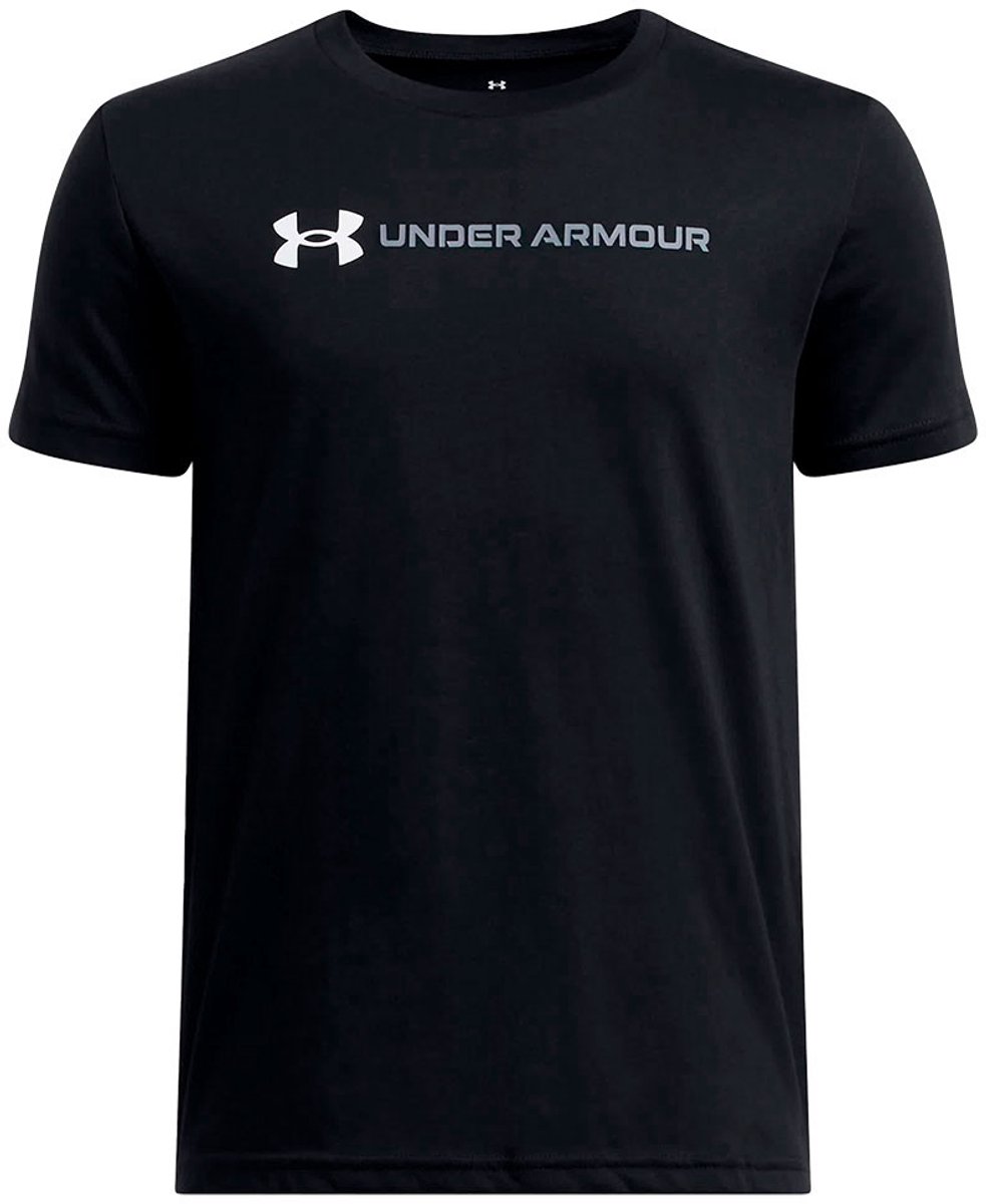Under Armour UA B LOGO WORDMARK SS Unisex Sportshirt - Zwart - Wit - Grijs