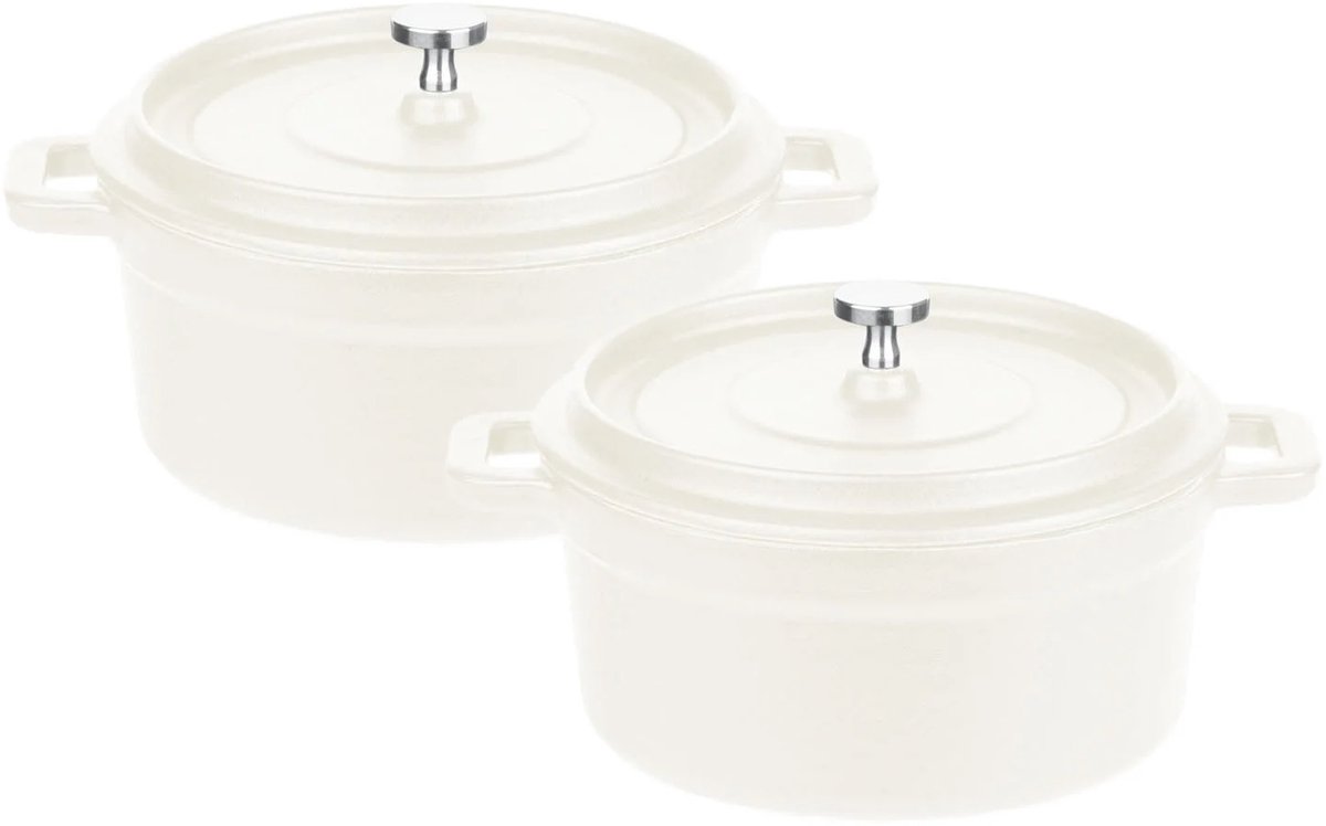 GSW 2 gietijzeren mini serveerpannen (Wit)