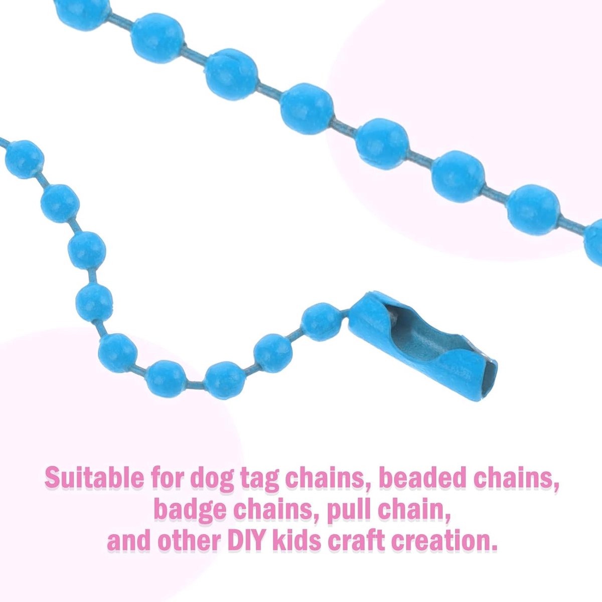 Arcjunys Bead ball Chain Kleurrijke Ball Bead Chain Metalen Chains met Connectors Sleutelhanger Kralen Kettingen Roestvrij Staal Ketting voor Sieraden Maken Label Tags DIY Ambachten 50 Stks