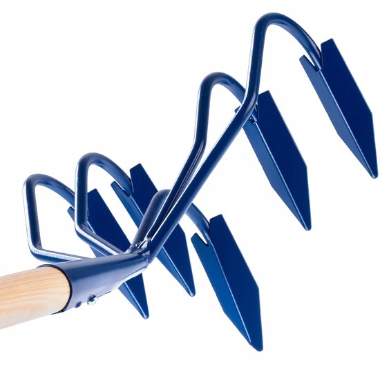 KADAX Handcultivator van metaal, cultivator met lange steel van hout, robuuste cultivator, tuinklauw, tuinhak voor het losmaken van de grond (met 5 scherpe punten) van Merkloos	 — afbeelding 4