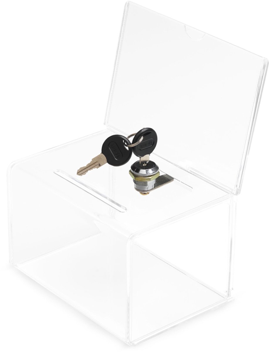 deflecto verzamelbox A, PMMA acryl, afsluitbaar, 165 x 135 x 205 mm
