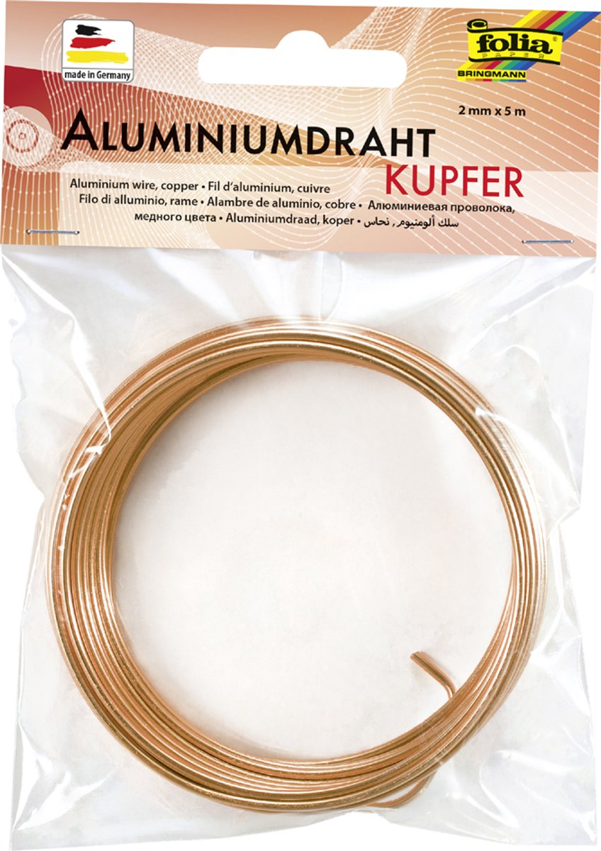 Folia Aluminium Draad Koper 2mm x 5m - Buigzaam voor Knutselen