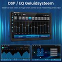 Groot autoradio-scherm met DSP/EQ geluidssysteem instellingen, inclusief grafische equalizer en balans/fader.