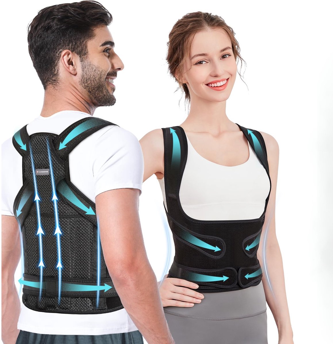 Caresense Rugbrace Man & Vrouw verstelbaar - Postuur corrector - Schouderbraces - Houding correctie brace - maat M
