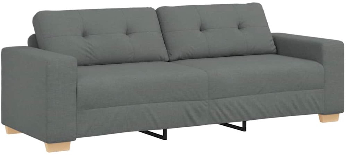 vidaXL 3-zitsbank - donkergrijs - 220x78x80 - cm - stof
