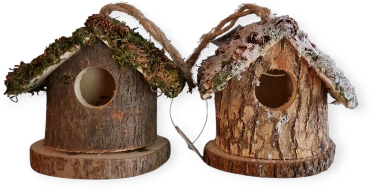 Daan Kromhout - Decoratie Vogelhuisjes - Deco huisjes - Sneeuw en Groen - Moss -