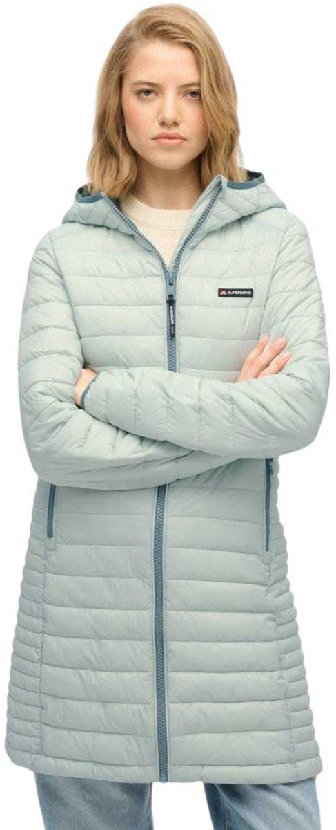 Superdry Fuji Lite Middellange Gewatteerde Capuchonjas Dames Gewatteerde jassen Grijs